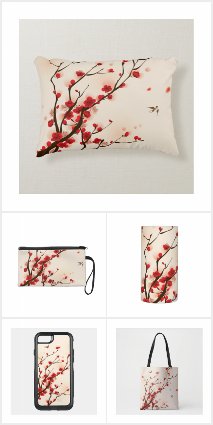 Oriental Style Painting Plum Blossom in Spring 