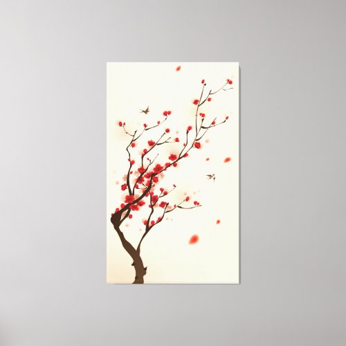 Oriental style painting plum blossom in spring 2 canvas print