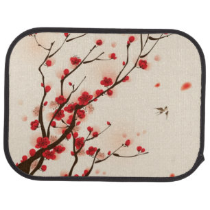 Oriental style painting, plum blossom in spring 2 car mat