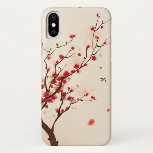 Oriental style painting plum blossom in spring 2 iPhone x case