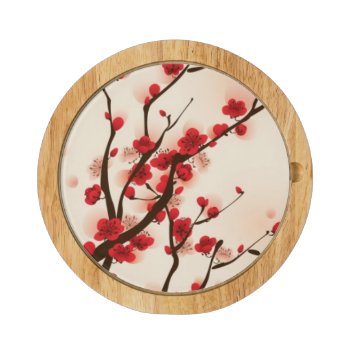 Oriental Style Painting  Plum Blossom In Spring 2 Cheese Platter by watercoloring at Zazzle