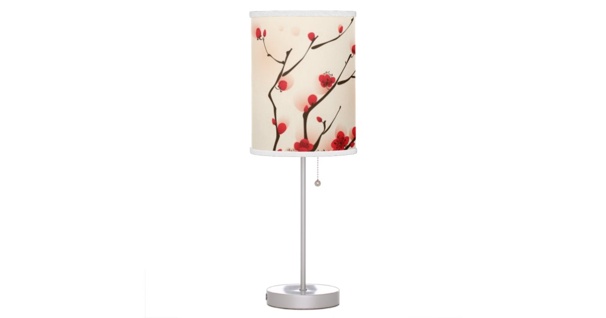 Oriental style painting, plum blossom in spring 2 desk lamp | Zazzle