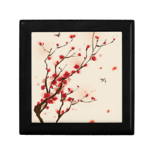 Oriental style painting, plum blossom in spring 2 keepsake box