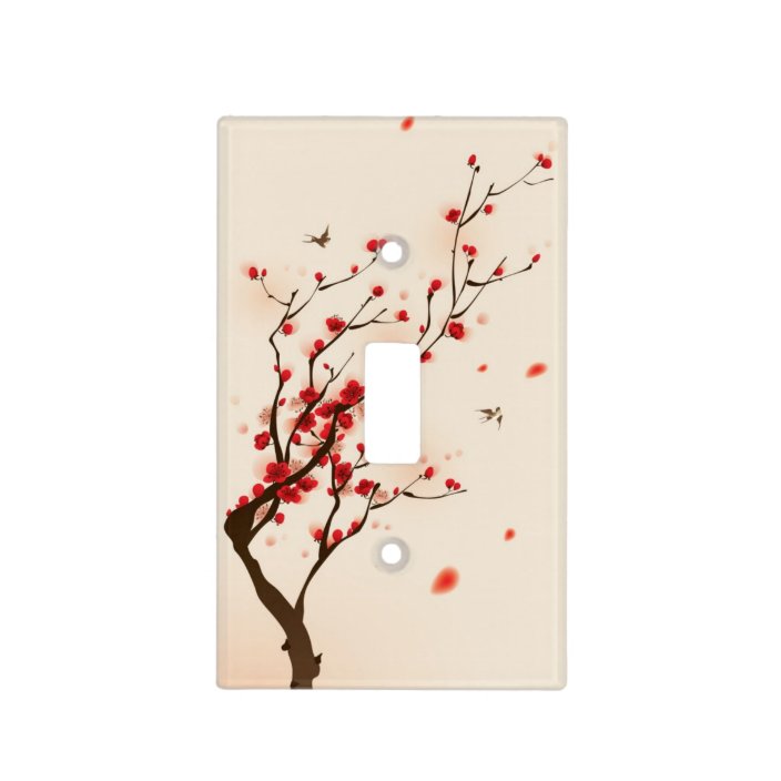 Oriental Style Painting Plum Blossom In Spring 2 Light Switch Cover