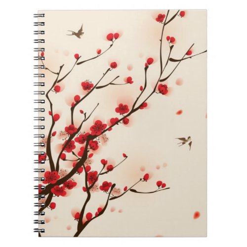 Oriental style painting plum blossom in spring 2 notebook