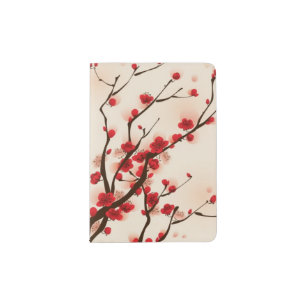 Oriental style painting, plum blossom in spring 2 passport holder