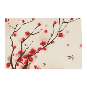 Oriental style painting, plum blossom in spring 2 placemat