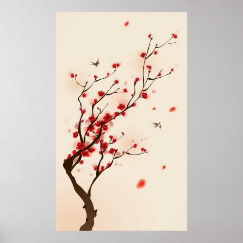 Oriental style painting plum blossom in spring 2 poster