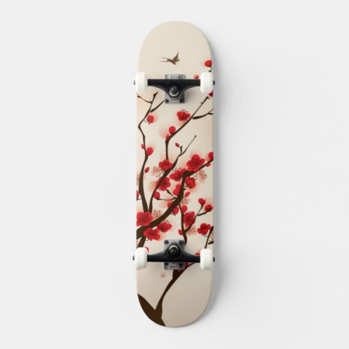 Oriental style painting plum blossom in spring 2 skateboard