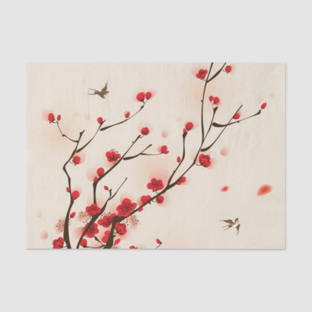 Oriental style painting, plum blossom in spring 2 tissue paper (Front)
