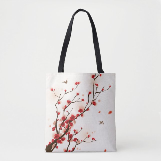 Oriental style painting, plum blossom in spring 2 tote bag (Front)
