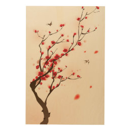 Oriental style painting, plum blossom in spring 2 wood wall decor