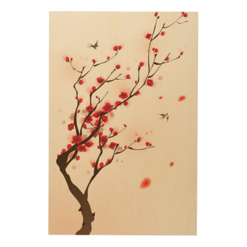 Oriental style painting plum blossom in spring 2 wood wall decor