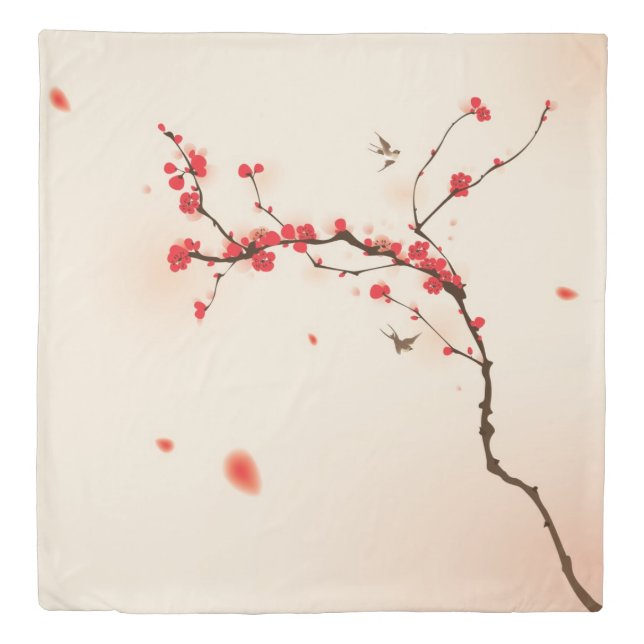 Oriental style painting, plum blossom in spring 3 duvet cover (Front)