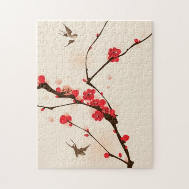 Oriental style painting, plum blossom in spring 3 jigsaw puzzle (Vertical)