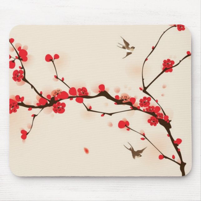 Oriental style painting, plum blossom in spring 3 mouse pad (Front)