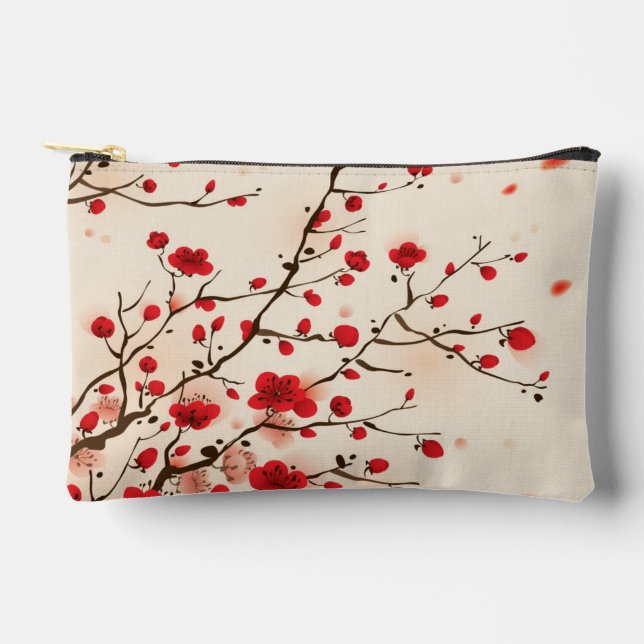 Oriental style painting, plum blossom in spring accessory pouch (Front)