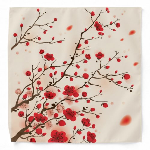 Oriental style painting plum blossom in spring bandana
