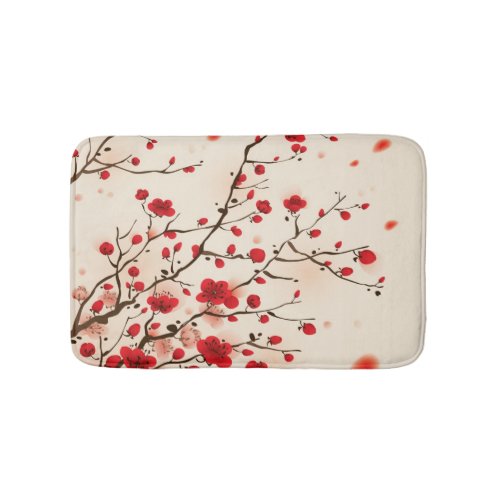 Oriental style painting plum blossom in spring bathroom mat