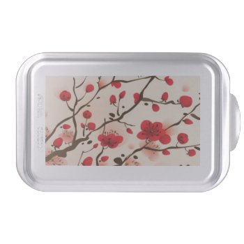 Oriental Style Painting  Plum Blossom In Spring Cake Pan by watercoloring at Zazzle