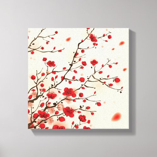 Oriental style painting plum blossom in spring canvas print