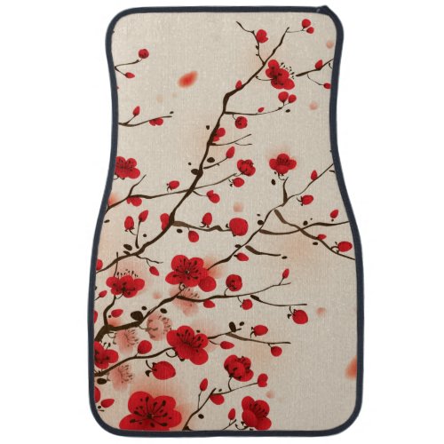 Oriental style painting plum blossom in spring car floor mat