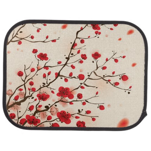 Oriental style painting plum blossom in spring car mat
