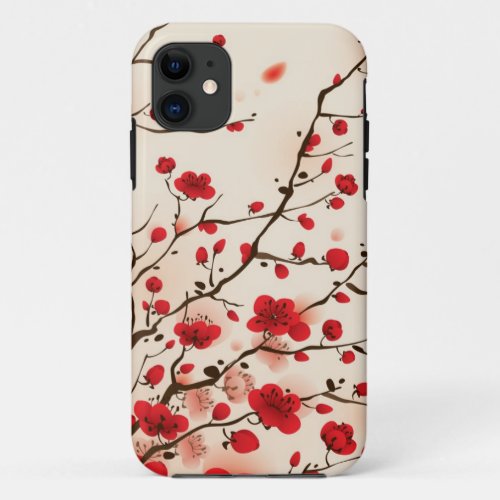 Oriental style painting plum blossom in spring iPhone 11 case