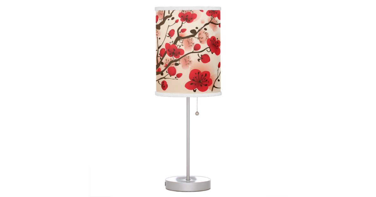 Oriental style painting, plum blossom in spring desk lamp | Zazzle