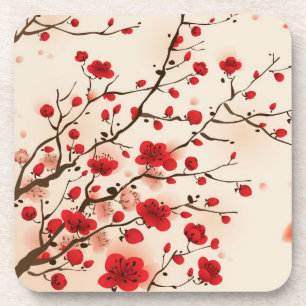 Oriental style painting, plum blossom in spring drink coaster