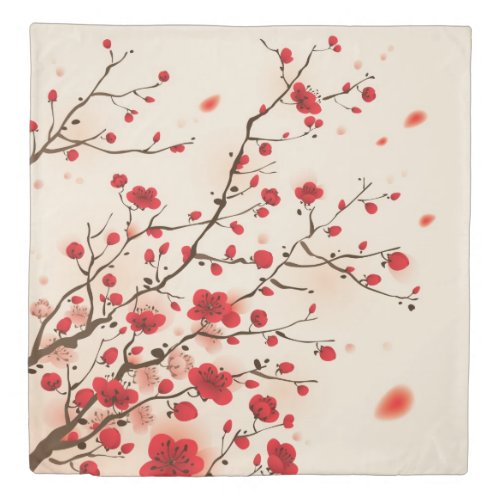 Oriental style painting plum blossom in spring duvet cover