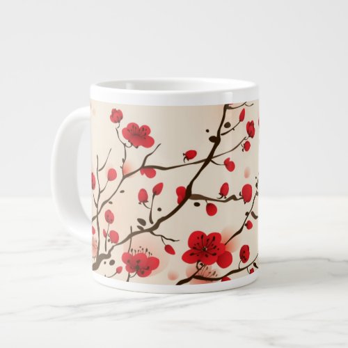 Oriental style painting plum blossom in spring giant coffee mug