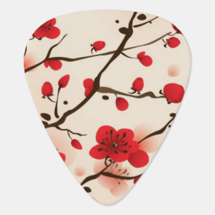 Oriental style painting, plum blossom in spring guitar pick