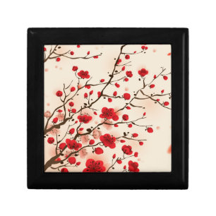 Oriental style painting, plum blossom in spring jewelry box