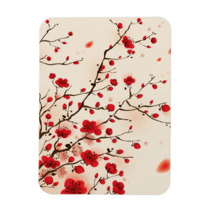 Oriental style painting, plum blossom in spring magnet