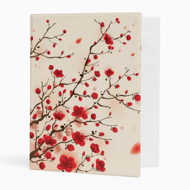 Oriental style painting, plum blossom in spring mini binder (Front/Inside)