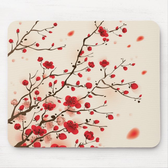 Oriental style painting, plum blossom in spring mouse pad (Front)