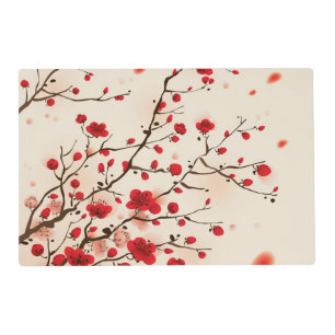 Oriental style painting, plum blossom in spring placemat