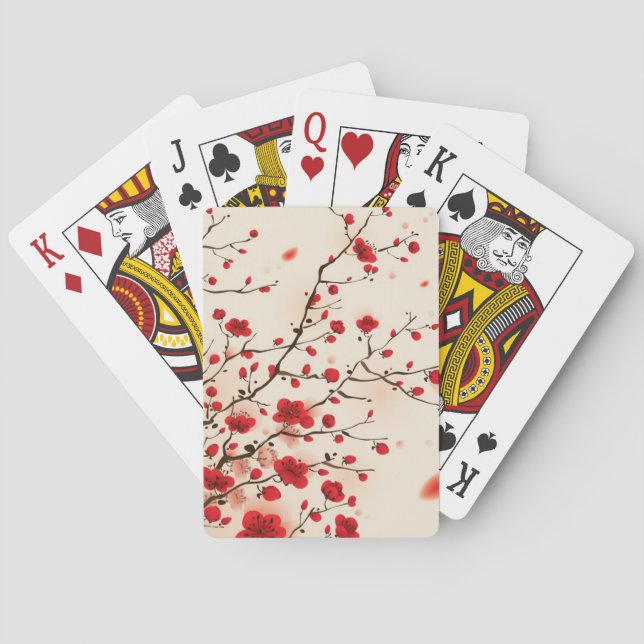Oriental style painting, plum blossom in spring poker cards (Back)