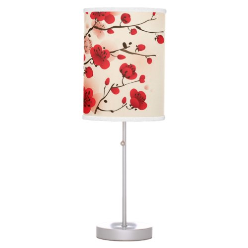 Oriental style painting plum blossom in spring table lamp