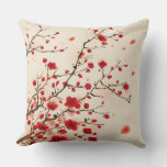 Oriental Style Painting, Plum Blossom In Spring Throw Pillow at Zazzle