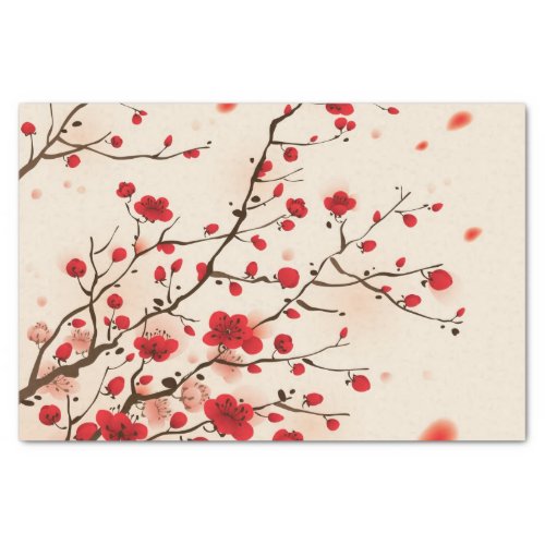 Oriental style painting plum blossom in spring tissue paper