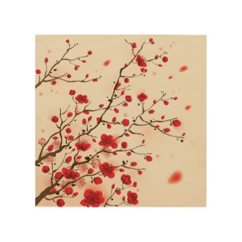 Oriental Style Painting  Plum Blossom In Spring Wood Wall Decor by watercoloring at Zazzle