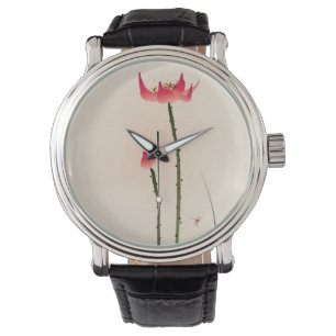 Oriental style painting, tall Lotus Watch