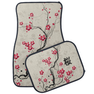 Oriental Style Sakura Cherry Blossom Art Car Floor Mat