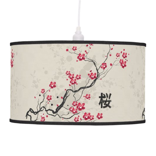 Oriental Style Sakura Cherry Blossom Art Ceiling Lamp (Front)