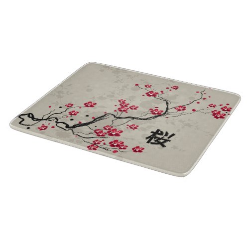 Oriental Style Sakura Cherry Blossom Art Cutting Board