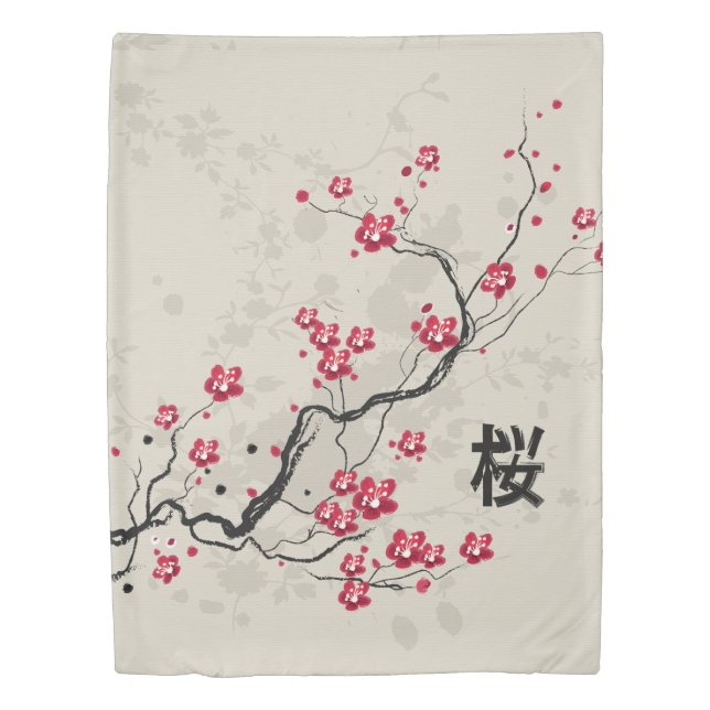 Oriental Style Sakura Cherry Blossom Art Duvet Cover (Front)