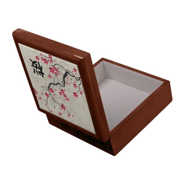 Oriental Style Sakura Cherry Blossom Art Jewelry Box (Back Open)
