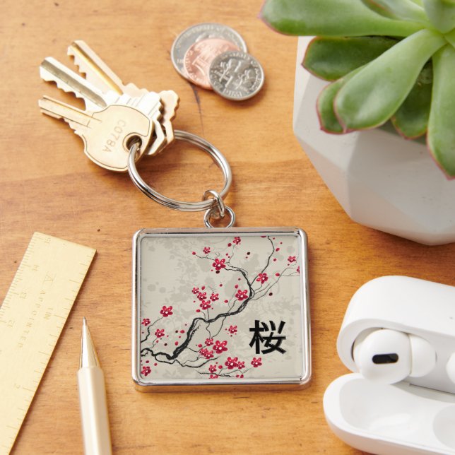 Oriental Style Sakura Cherry Blossom Art Keychain (Desk)